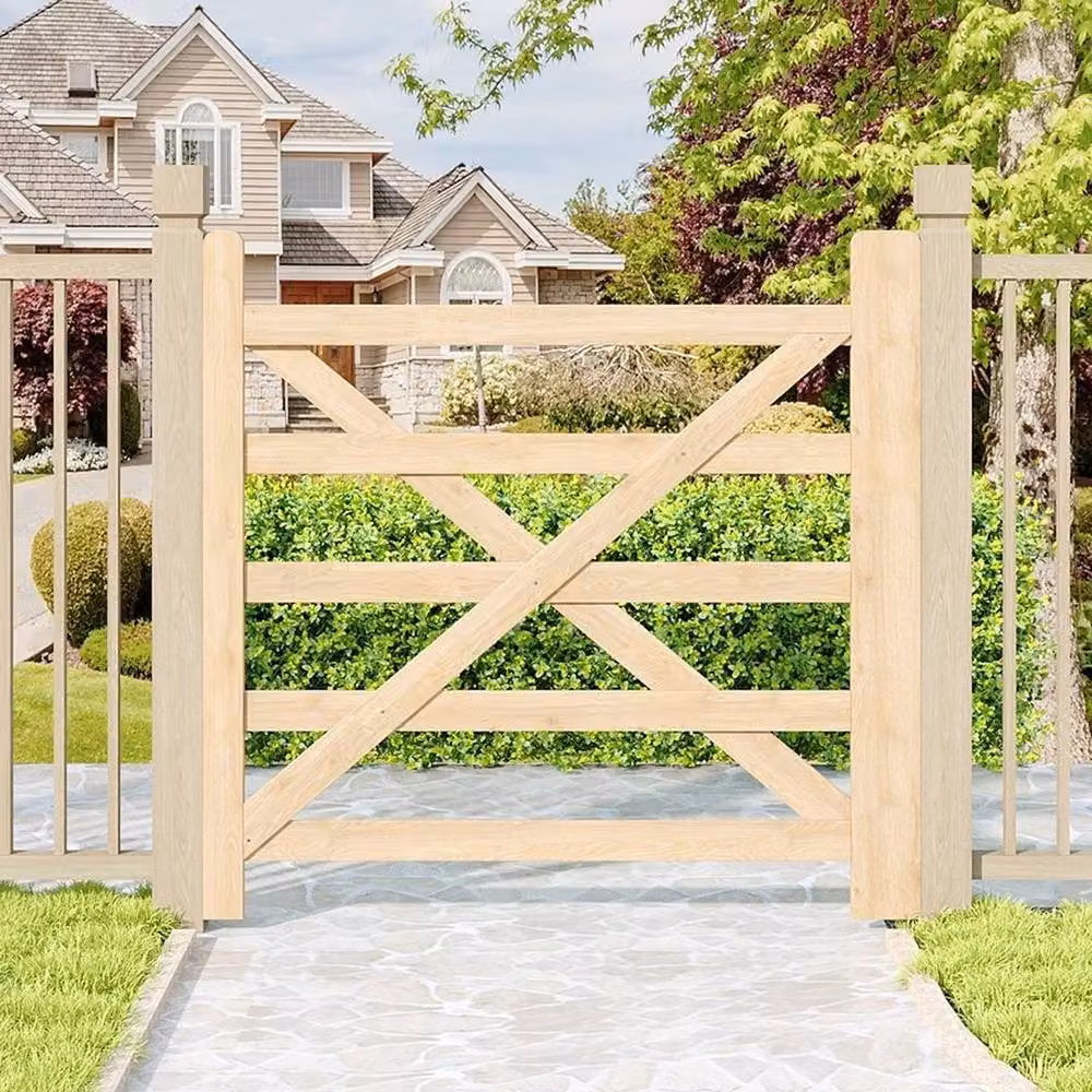 Kelvenix Retro Wood and Stainless Steel Swing Gate in Brown, W: 76 cm, H: 120 cm, D: 90 cm – 3