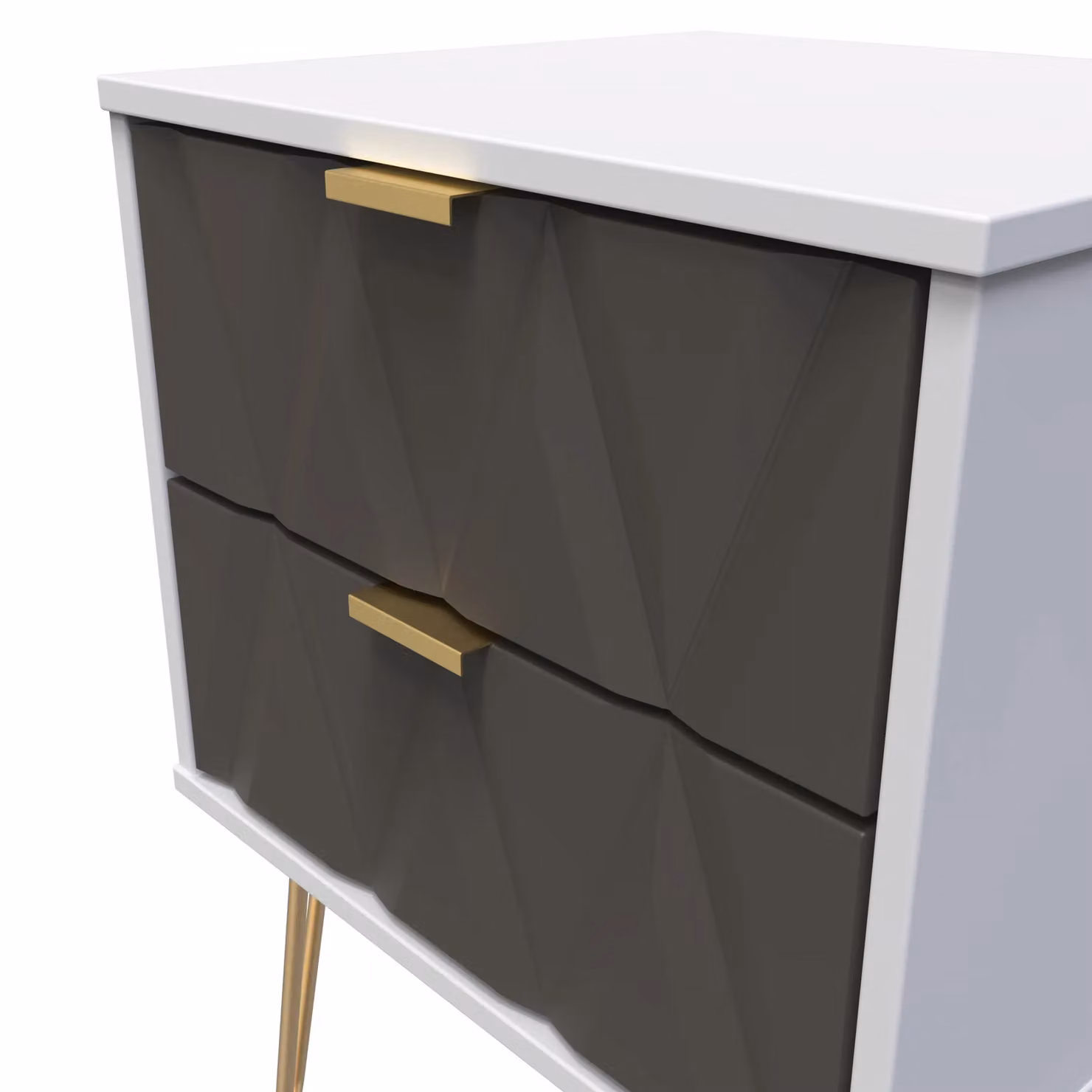 Ready Assembled 2 U Dallas 2 Drawer Bedside Cabinet in Dark Grey and Gold – 3