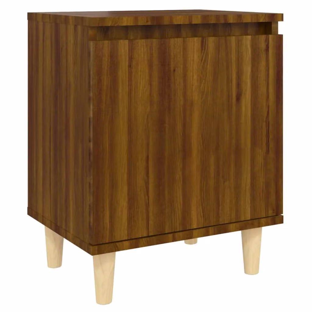 Berkfield Home Bed Cabinets with Solid Wood Legs, 2 Pieces, Brown Oak, W: 40 cm, D: 30 cm, H: 50 cm – 4
