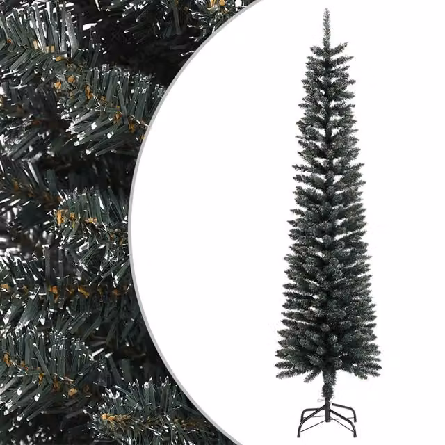 Berkfield Home Artificial Slim Christmas Tree in Green, Height: 210 cm – 1
