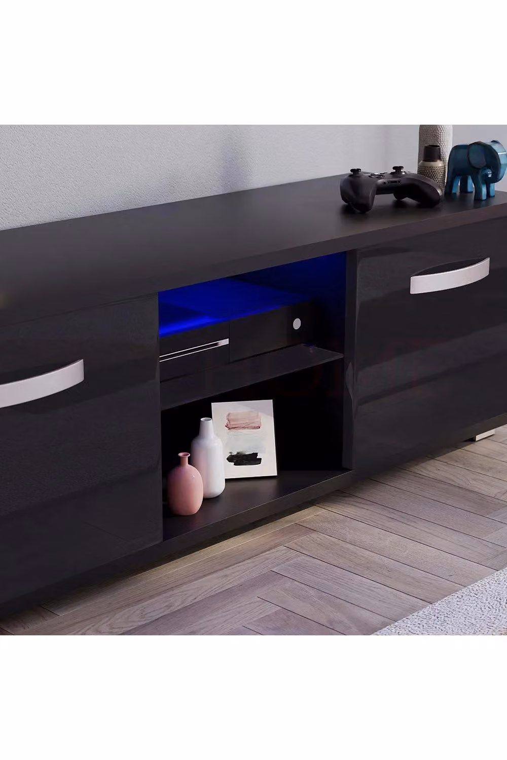 Vida Designs Cosmo 2 Door LED TV Unit in Black, Width: 120 cm – 4