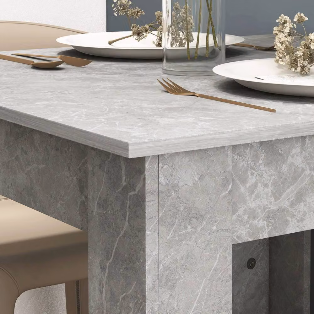 STILVORA Square Dining Table in Grey with Faux Cement Effect – 7