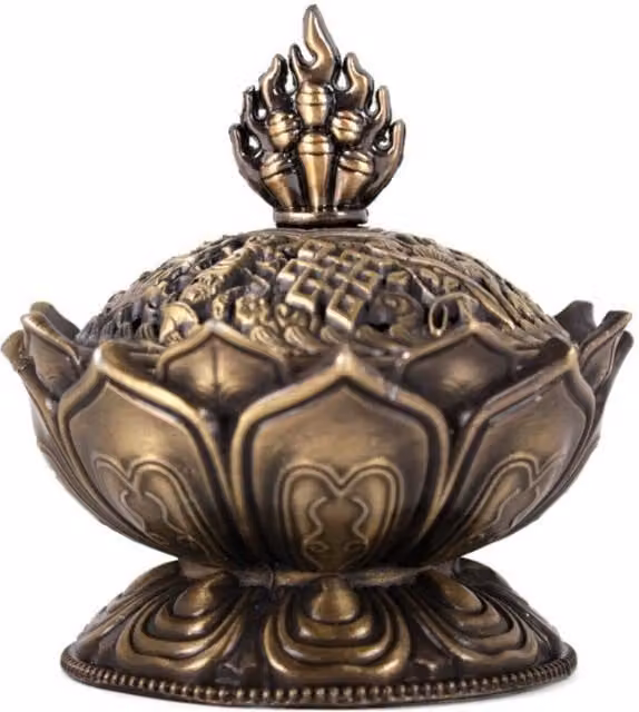 KDMD Metal Lotus Incense Cone Holder in Gold