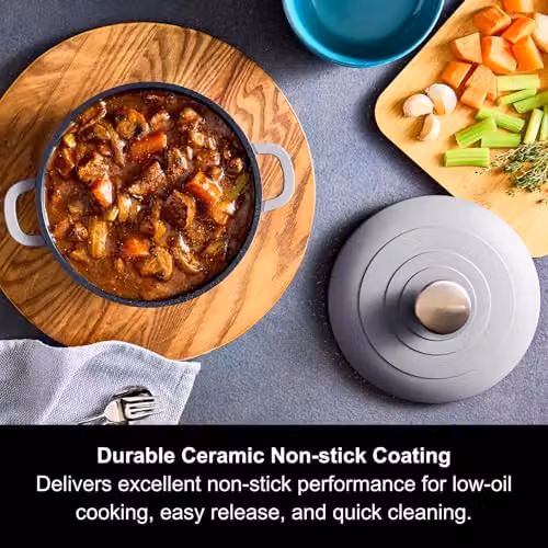 Morphy Richards Grey Cast Aluminium Casserole with Non-Stick Ceramic Coating, 2.3 l – 2