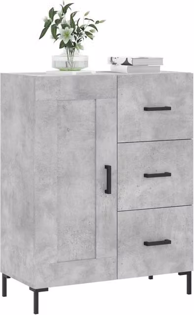 Berkfield Home Industrial Sideboard in Concrete Grey, W: 69.5 cm, D: 34 cm, H: 90 cm