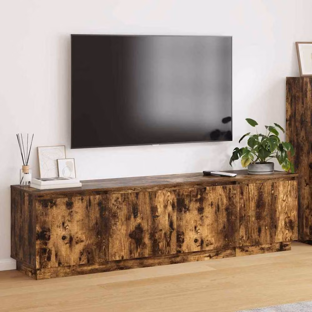 Berkfield Home Modern TV Cabinet with LED in Smoky Oak Brown, W/D/H: 180 x 38 x 49 cm – 2
