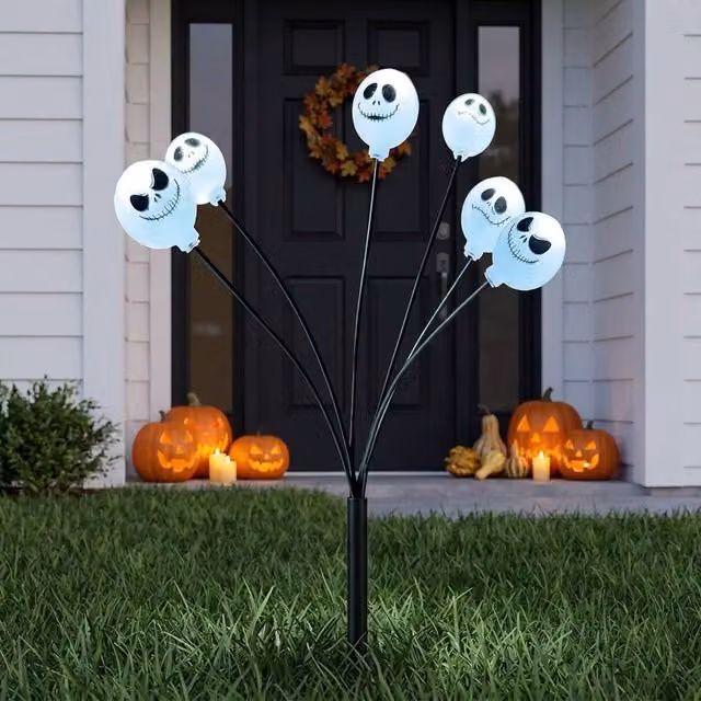 Garden Greatness 6-Stem Spooky Skull Halloween LED Stake Light in White and Multicolour