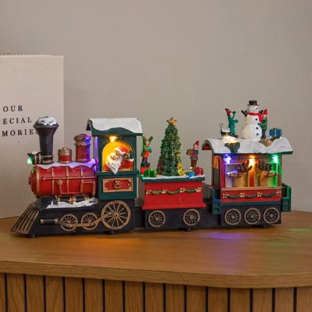Samuel Alexander Choo Choo Snow Scene Christmas Train Decoration with Multicoloured LEDs, Music and Timer – 1