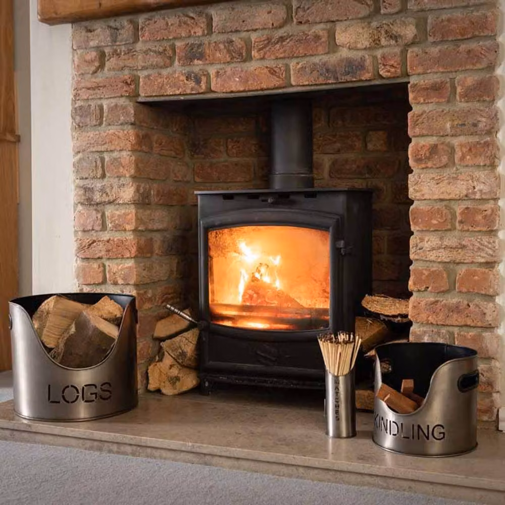 Lemon Pavilion Grey Metal Logs and Kindling Buckets and Matchstick Holder, Height: 32 cm – 6