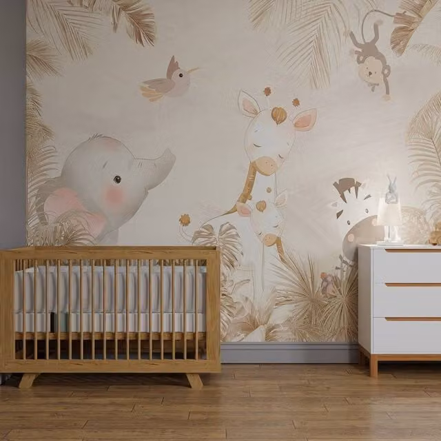 Superfresco Easy Circle of Life Neutral Animal Print Mural in Beige, W: 300 cm, H: 280 cm