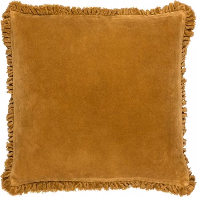 Yard Bertie Cotton Velvet Square Cushion in Yellow, 45 x 45 cm – 1