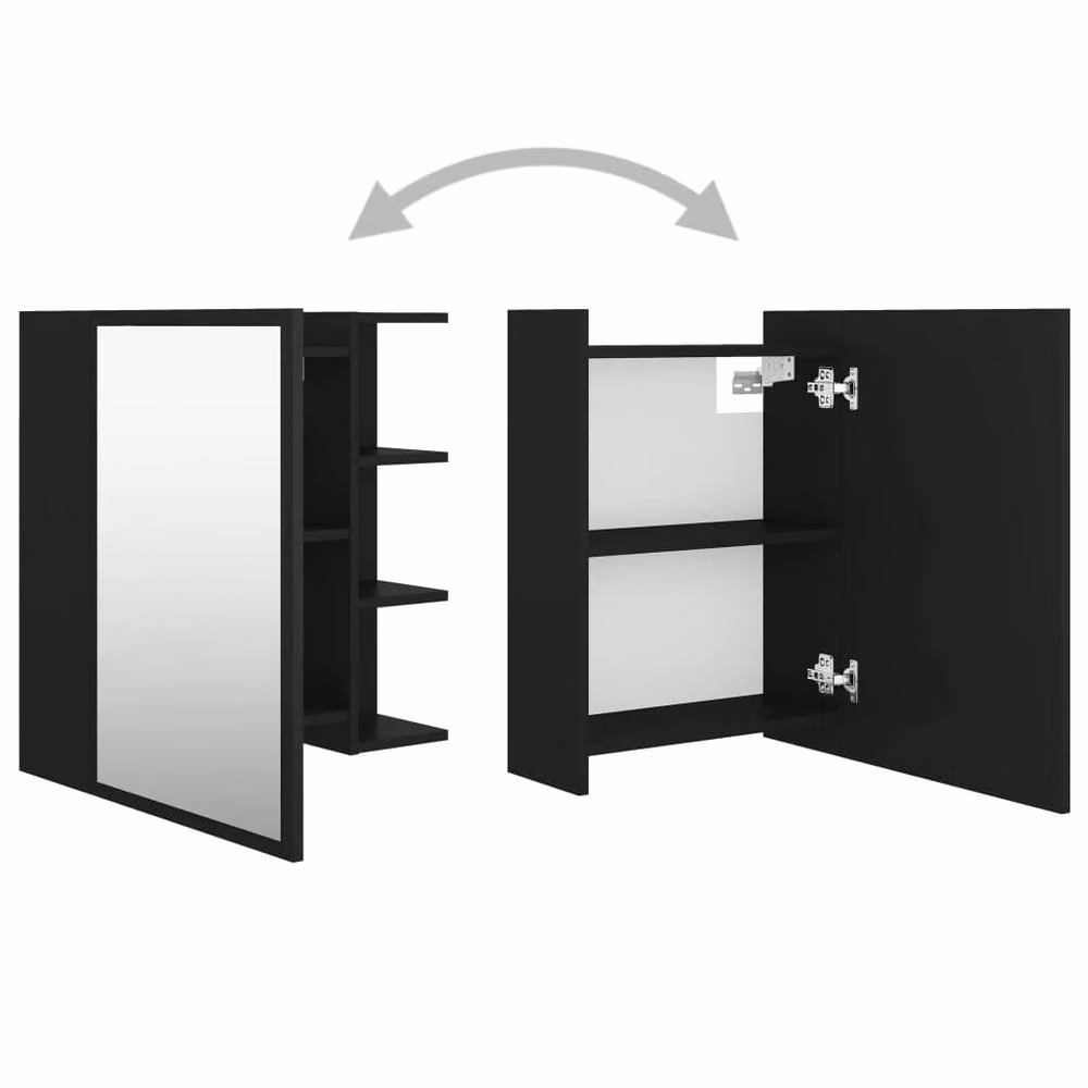 Berkfield Home Black Modern Wall Mounted Bathroom Mirror Cabinet with Hinged Doors, W/D/H: 62.5 x 20.5 x 64 cm – 3