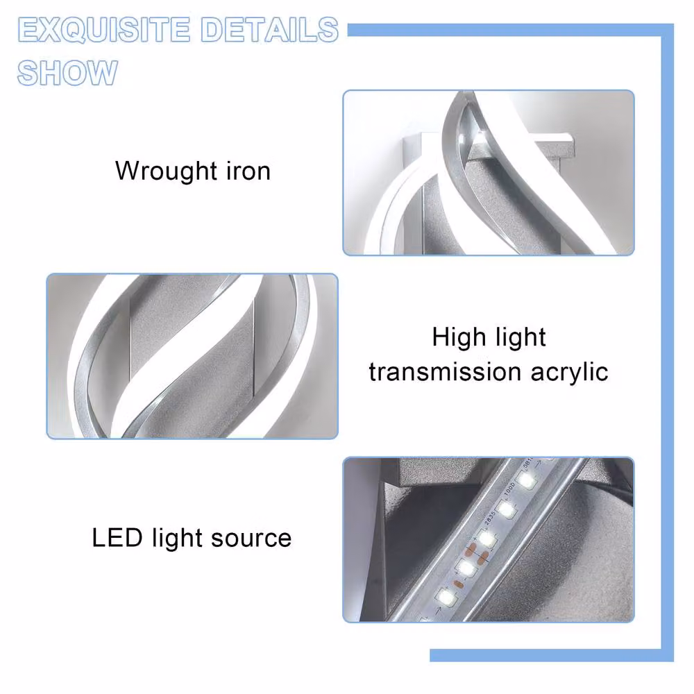 Pheashine Silver Modern LED Wall Light, 22W 6500K Cool White – 2