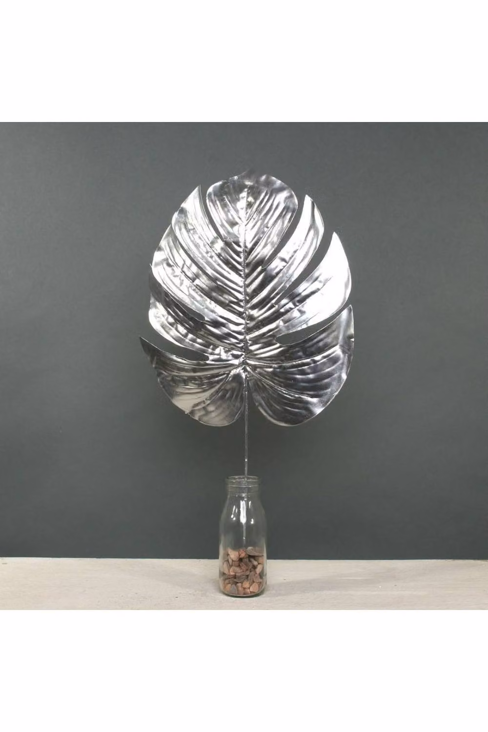 KDMD Silver Metallic Monstera Leaf Large 2 Pack – 2