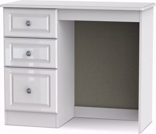Welcome Pembroke White High Gloss Single Pedestal Dressing Table Assembled