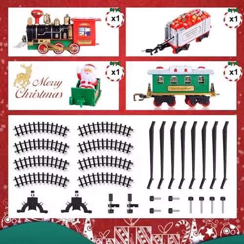 Shatchi Christmas Tree Train Set, Green and Multicolour Tabletop Decoration – 2