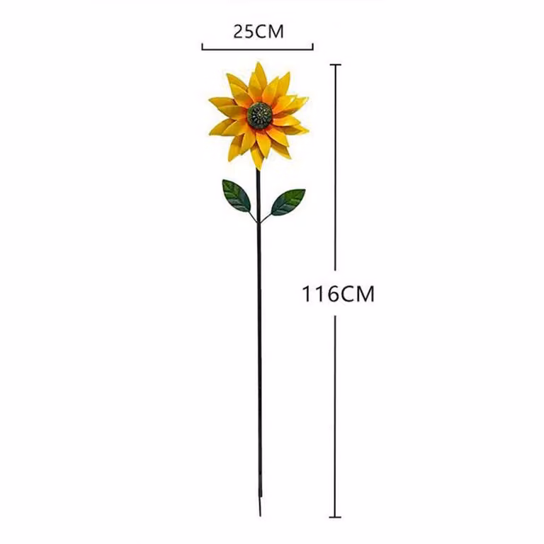 Quipulse Style 3 Simulated Sunflower Rotating Windmill Ornament in Multicolour Yellow and Blue Metal