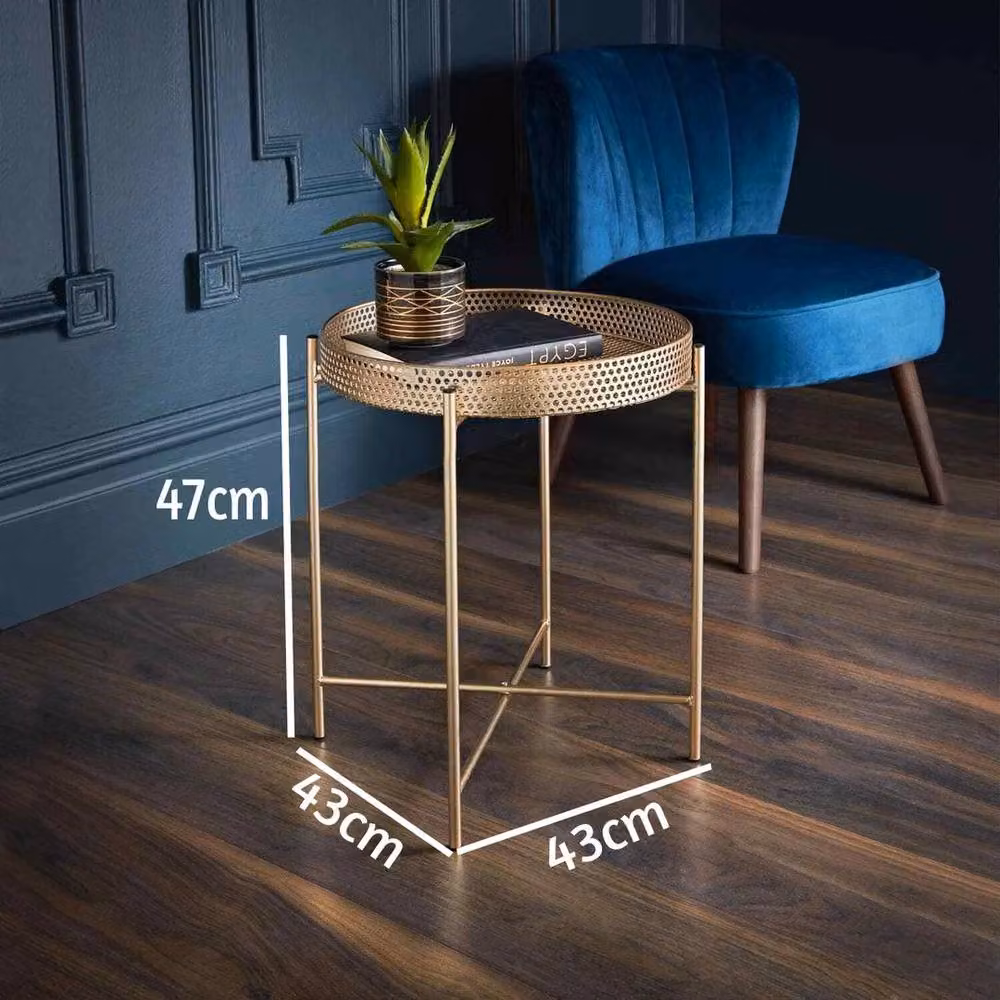 PAWNORA Gold Metal Modern Round Side Table – 2