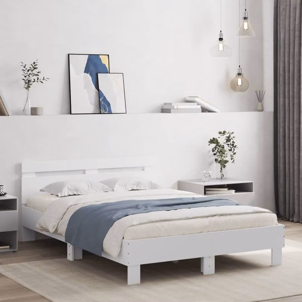 Berkfield Home Durable Small Double Bed Frame in White, W/D/H: 120 x 200 x 70 cm – 2