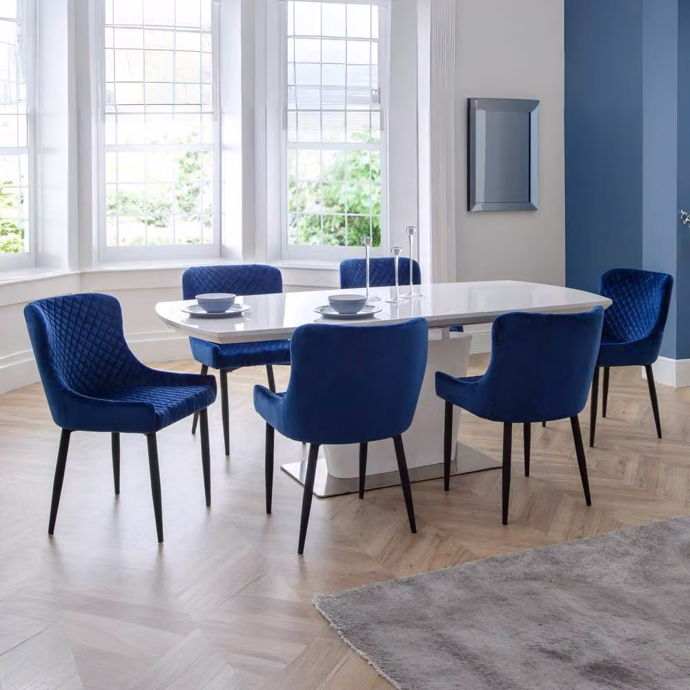 Cheshire Cromwell Set of 2 Modern Blue Velvet Dining Chairs – 8