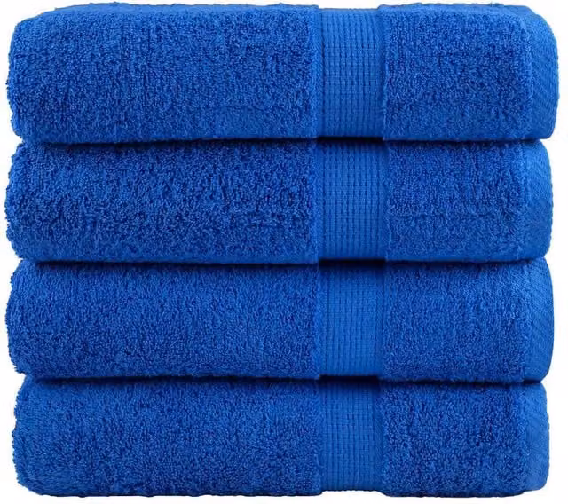 Berkfield Home SOLUND Premium Cotton Terry Bath Towels, 4-Piece Set, Blue, W: 100 cm x L: 150 cm, 600gsm