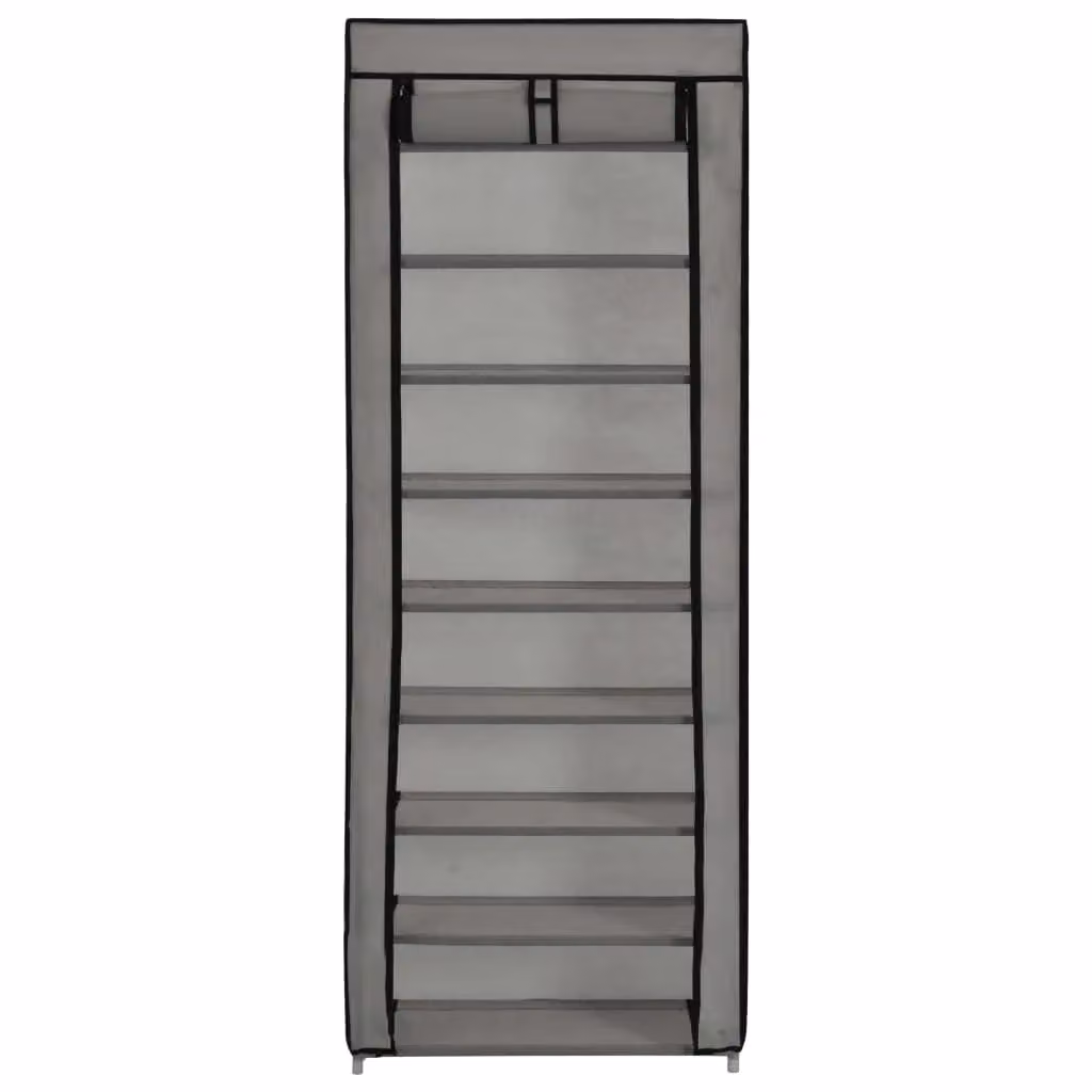 Berkfield Home Grey Fabric Shoe Cabinet with Roll Shutter Cover, W/D/H: 57 x 29 x 162 cm – 2