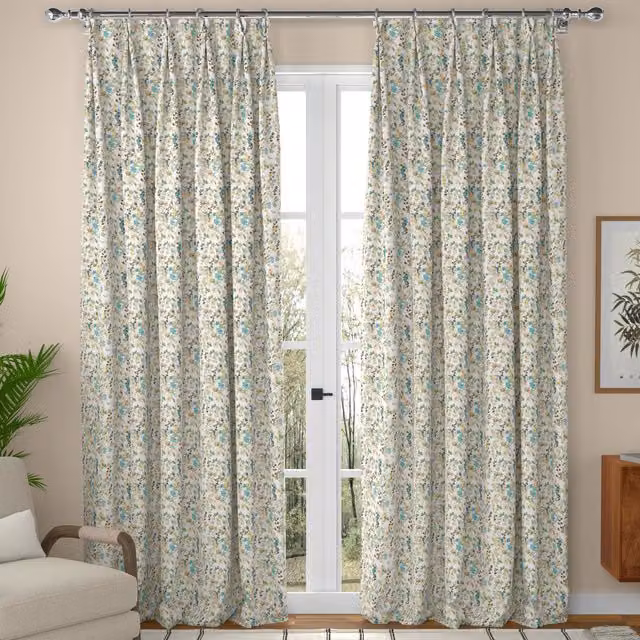 ANTE DECOR Zoe Made To Measure Blackout Cotton Curtains in Green and Multicolour