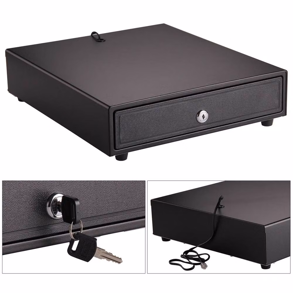 SPETLEK POS Cash Drawer Register with Removable Cash Tray, Black, W/D/H: 38.0 x 33.5 x 8.0 cm – 3