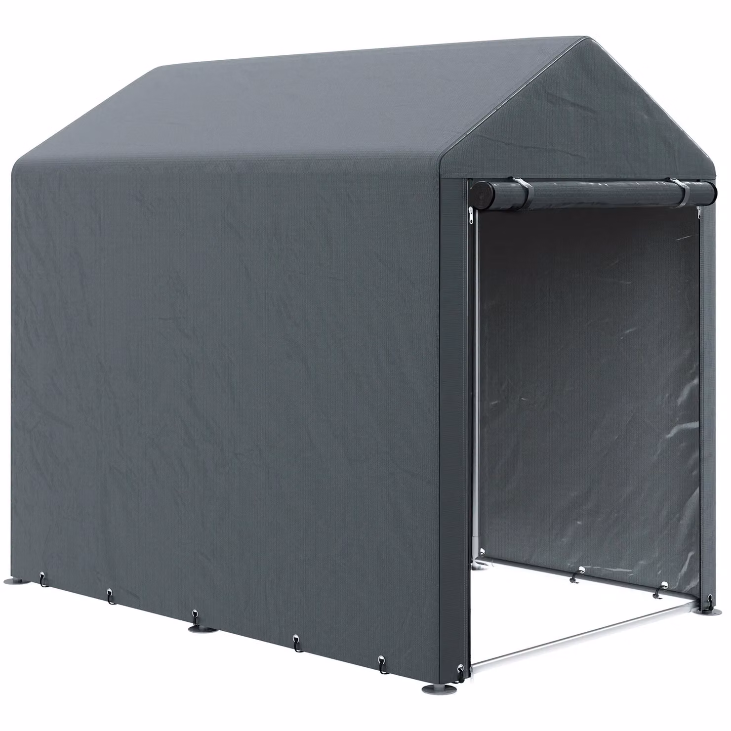 OUTSUNNY Garden Storage Shed Tent with Galvanised Steel Frame and Single Door, Dark Grey, W: 180 cm, D: 120 cm, H: 216 cm – 2