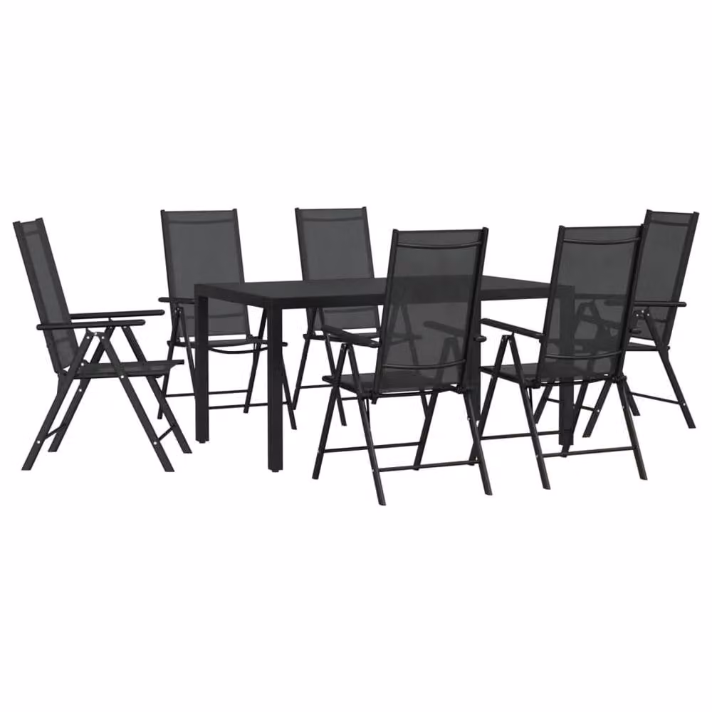 Berkfield Home 7 Piece Garden Dining Set in Black Aluminium and WPC – 2
