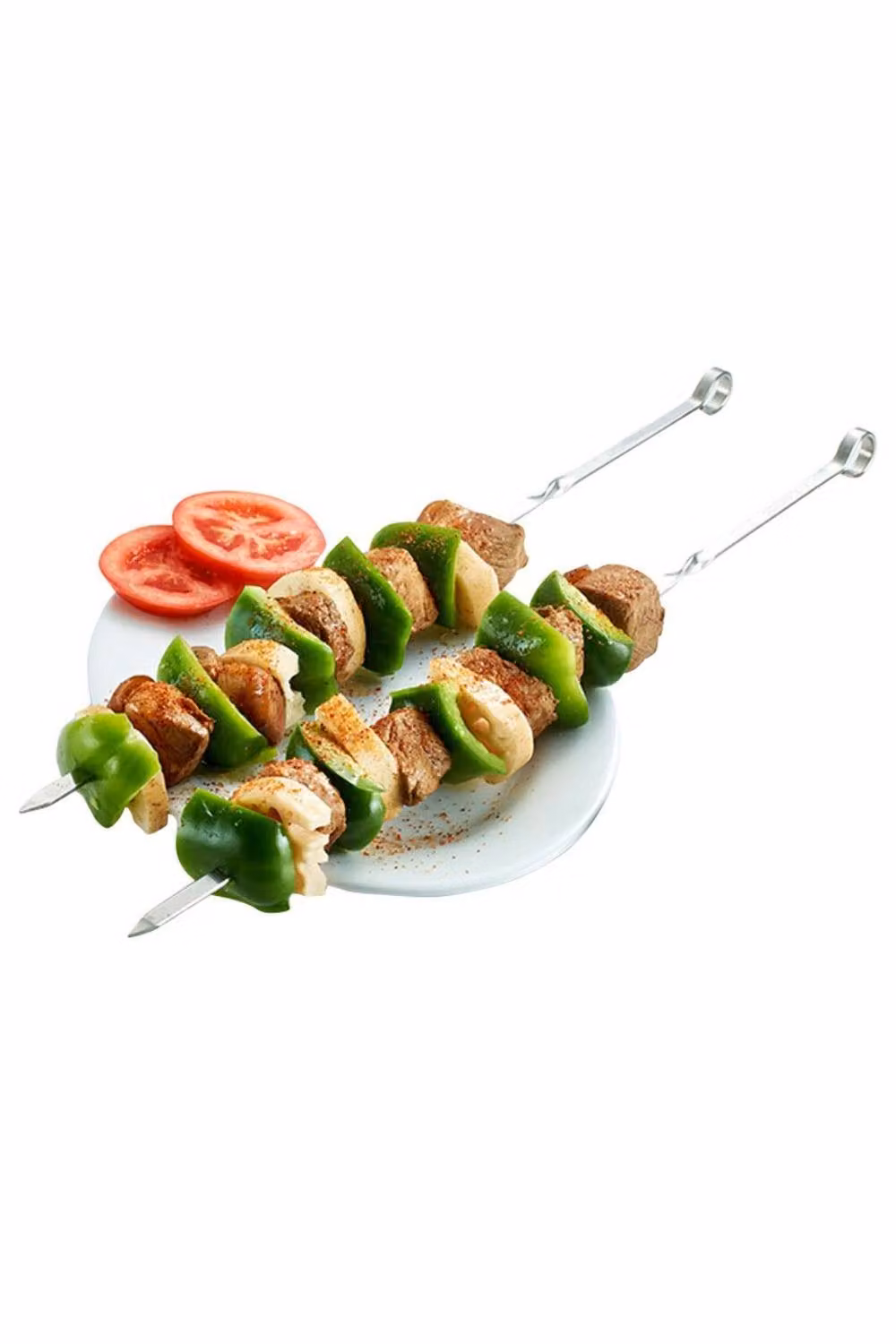 KDMD 12 Pack Stainless Steel Flat Meat Skewers Set for BBQ, Silver, Length: 38 cm – 5