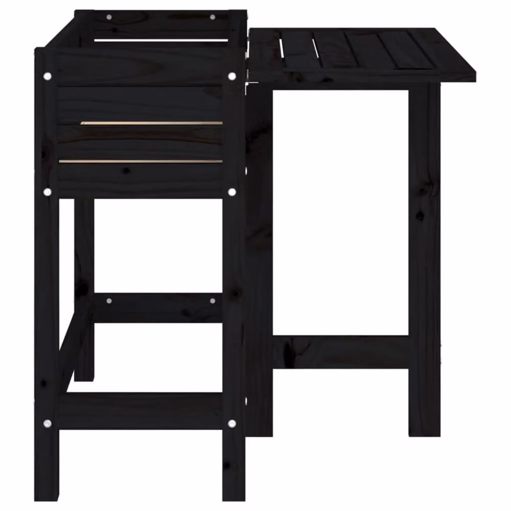 Berkfield Home Beautiful Garden Planter with Folding Tabletop in Black Solid Pine Wood, W/D/H: 75.0 x 73.0 x 73.0 cm – 5