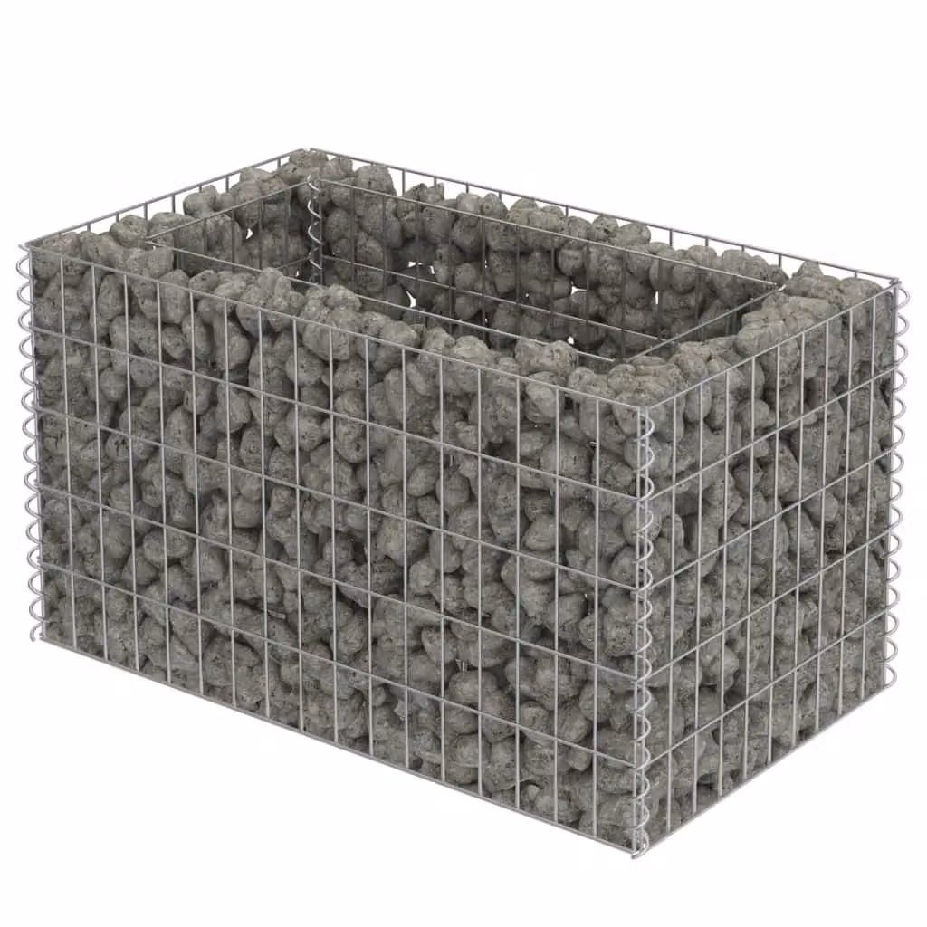 Berkfield Home Silver Galvanised Steel Stone Gabion Raised Bed, W/D/H: 90 x 50 x 50 cm – 2