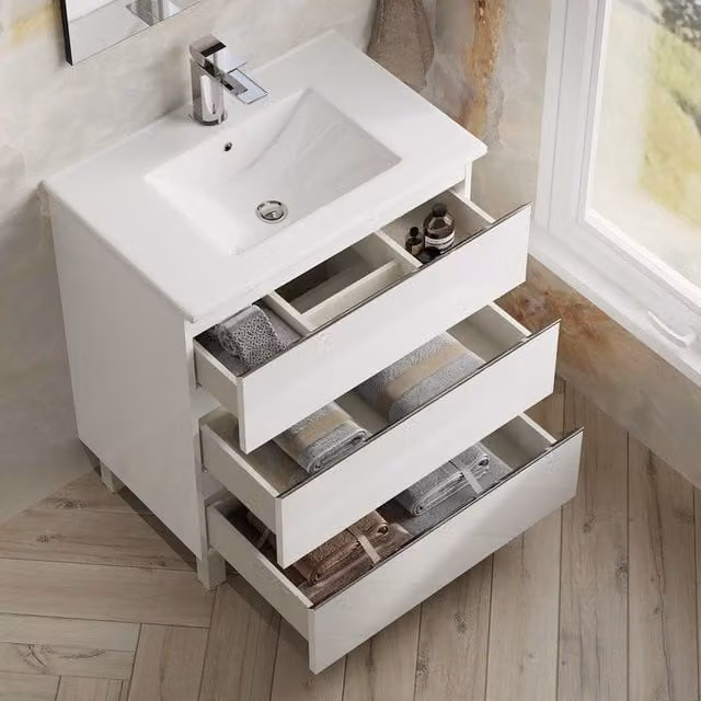 Banyetti Vatilla Floorstanding Vanity Unit with Lira Basin in Gloss White W/D/H: 70 x 45 x 84 cm – 1