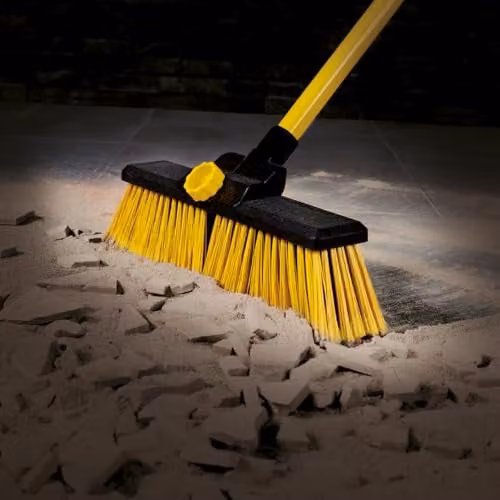 Charles Bentley 14 inch Bulldozer Yard Broom with Telescopic Handle in Yellow, W/D/H: 35.5 x 6 x 144 cm – 1