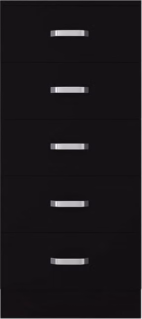 Nordara 5 Drawer Chest in Matt Black with Curved Metal Handles – 1