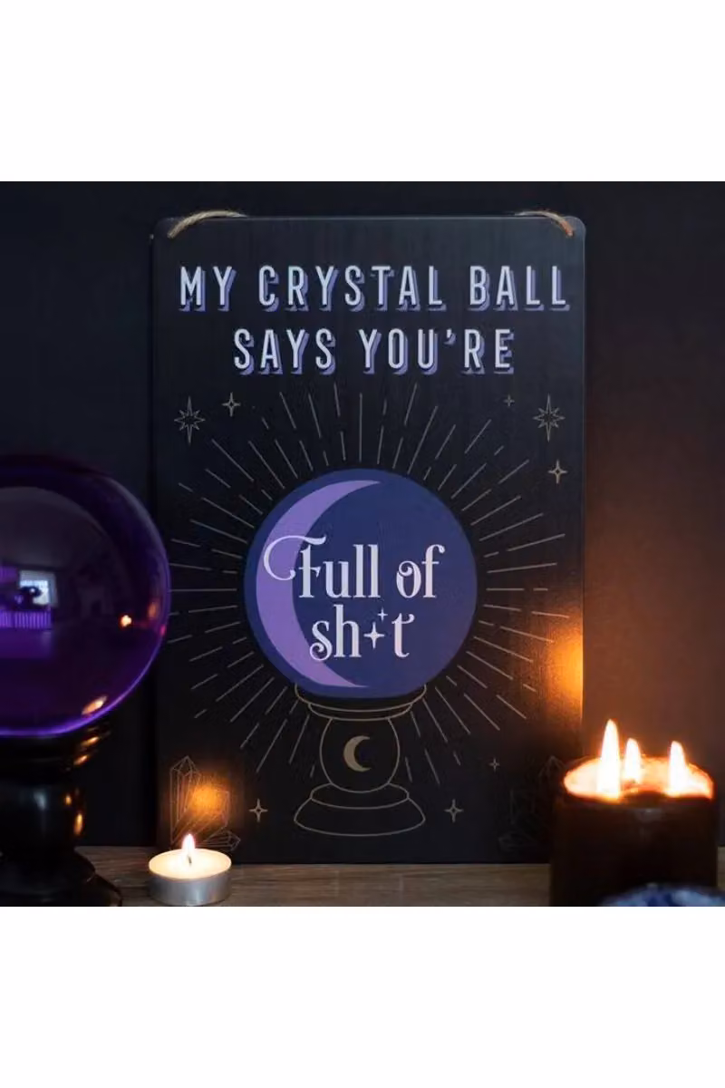 KDMD Black Metal My Crystal Ball Says Typography Wall Sign, W: 30 cm, H: 20 cm – 3