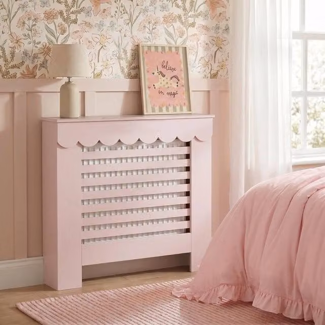 OHS Scallop Radiator Cover Sideboard Shelf in Light Pink