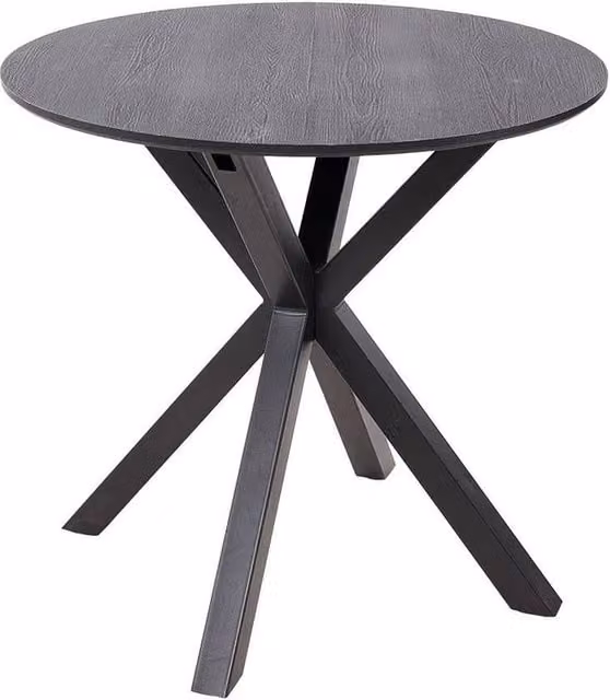 KORVIXA Black Round Modern Dining Table with Wood Grain Finish, W/D: 100 x 100 cm