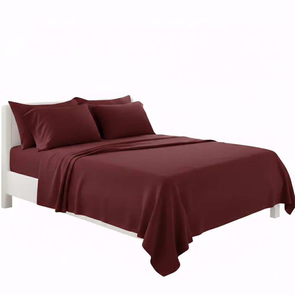 Snug City Easy Care Poly Cotton Fitted Sheet and Matching Pillowcase Set in Red, King Size (180 x 200 cm) – 2