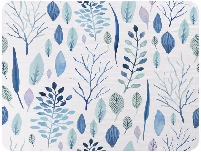Benjamin Tate Design Winter Branches and Leaves Fleece Blanket in Blue and Sand, W/D/H: 120 x 150 cm – 2