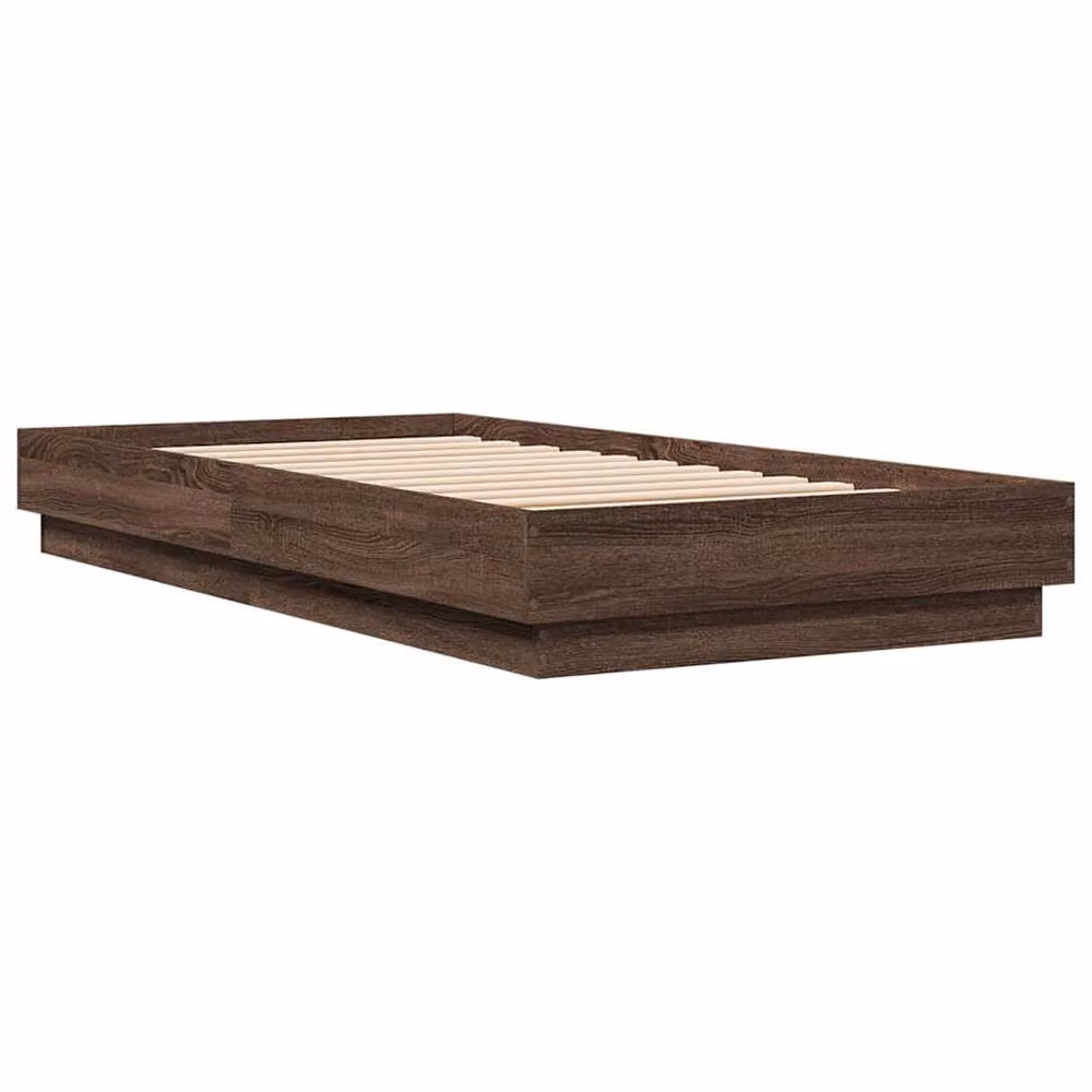 Berkfield Home Single Bed Frame in Brown Oak, Engineered Wood, W/D/H: 90 x 190 cm – 3