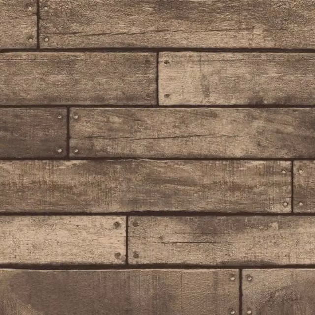 Fine Decor Rustic Wood Planks Paper Wallpaper in Brown and Black