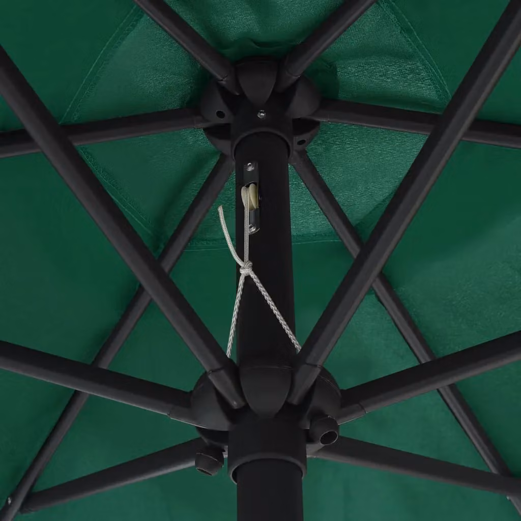 Berkfield Home Outdoor Parasol with Aluminium Pole, Green, W: 270 cm, H: 246 cm – 2
