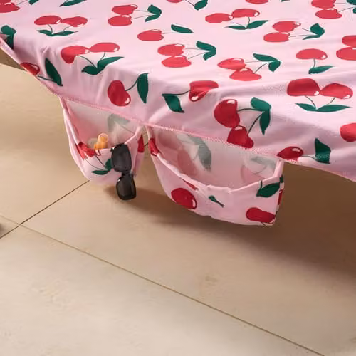 OHS Pink Microfibre Beach Towel and Inflatable Bolster Pillow Set with Storage Bag – 3