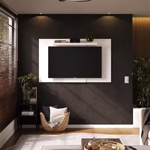Core Products Lido TV Display Wall Panel in White with Adjustable Shelf – 2