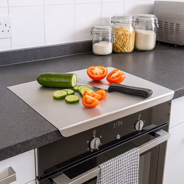 Argon Tableware 2-Piece Stainless Steel and Glass Rectangular Counter Edge Chopping Board Set in Silver