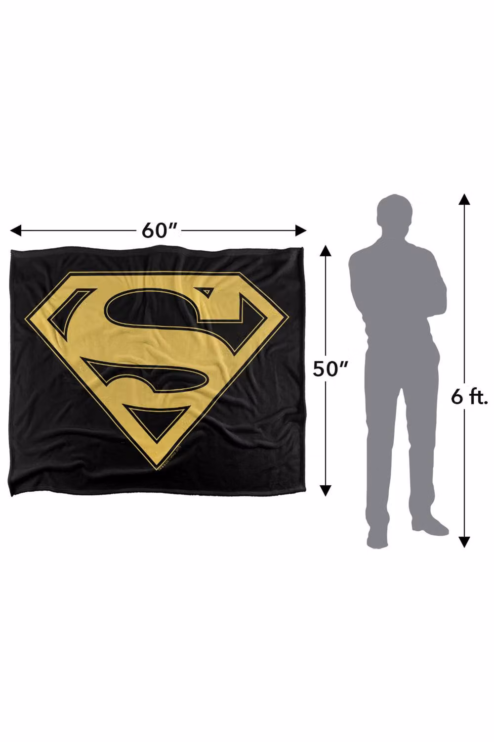 Warner Bros. Superman Gold and Black Shield Silky Touch Super Soft Fleece Throw Blanket W: 152 cm, D: 127 cm – 8