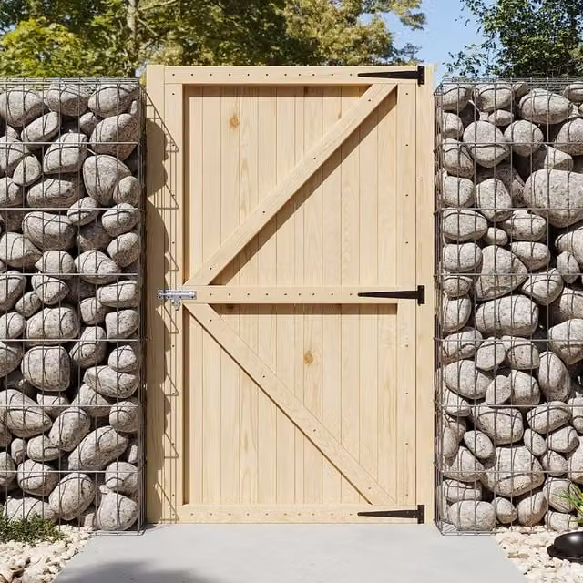 Livingandhome Wooden Swing Garden Gate in Yellow, Width: 99 cm