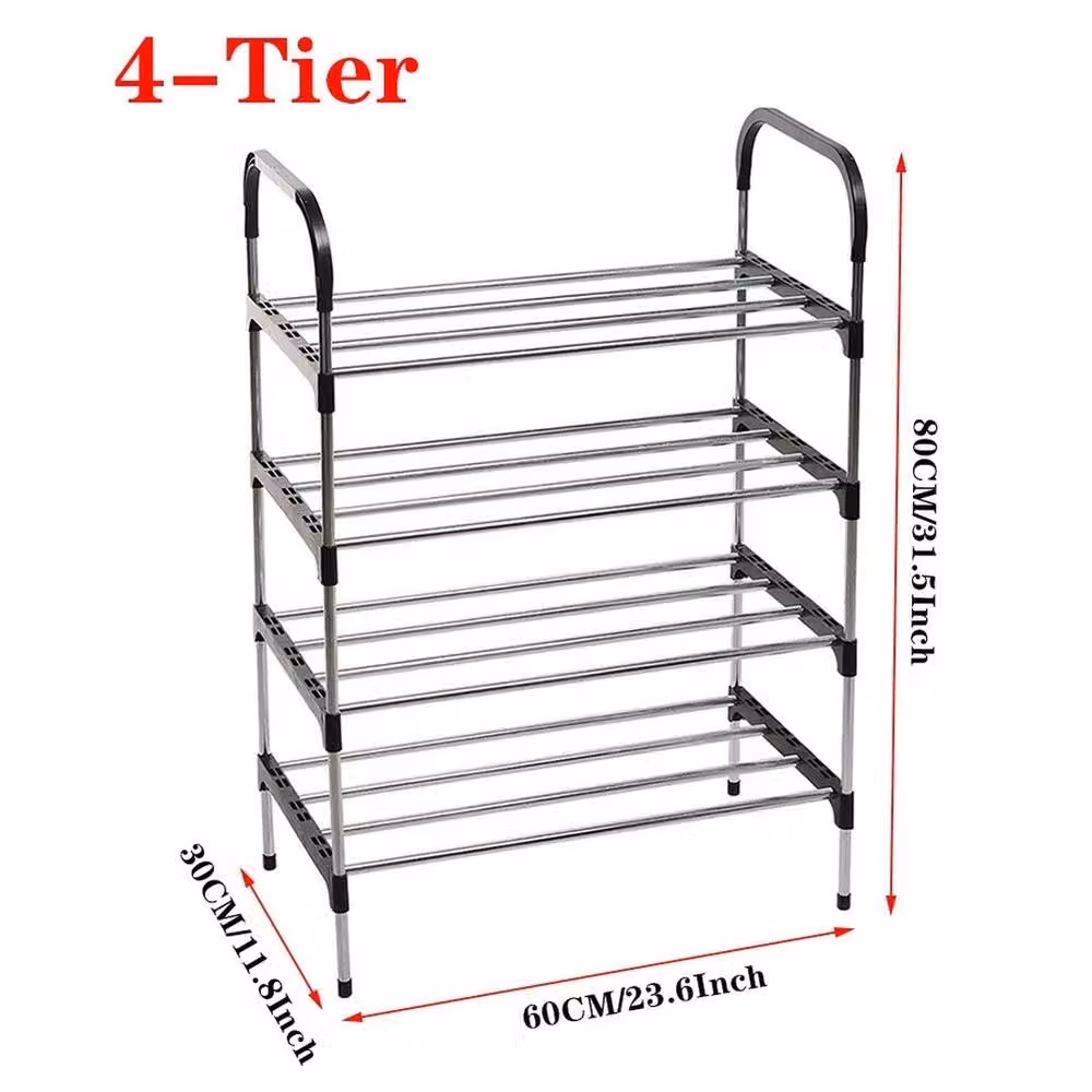 SPETLEK 4 Tier Narrow Metal Shoe Storage Rack in Black – 2
